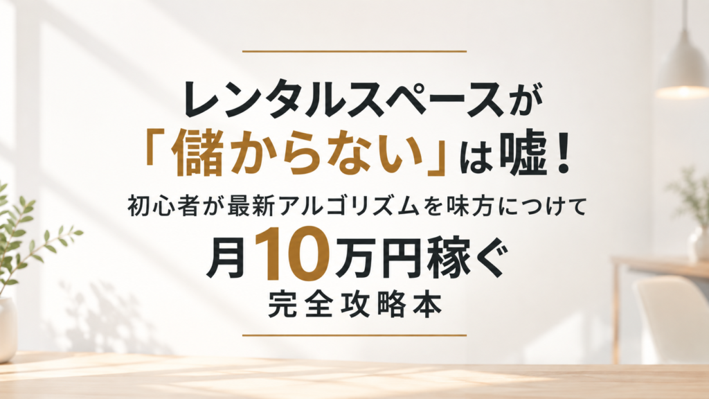 レンタルスペースが「儲からない」は嘘!初心者が最新アルゴリズムを味方につけて月10万円稼ぐ完全攻略本 chatgpt image 2026年9月10日 18 07 18